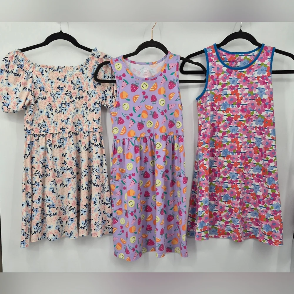 Girls Summer Dresses Size 10-12 Lot Lands End Wonder Nation BCBG Girls Colorful - Picture 1 of 14
